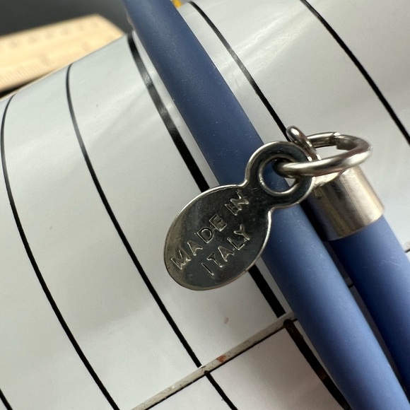 Murano Italy Multicolor Beaded Bracelet Blue Rubber Cord Silver Tone - Picture 2 of 11